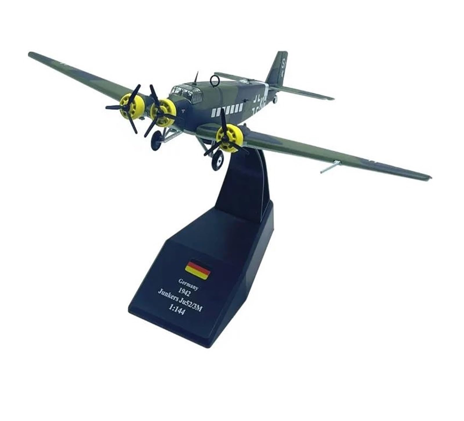 Avión de transporte JU-52 diecast coleccionable con escala 1/144 en aleación metálica de juguete