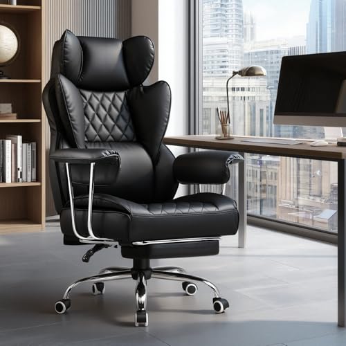 Image of GTPLAYER Gaming Chair,Office Chair with Pocket Spring Lumbar Support, Ergonomic Comfortable Wide Office Desk Computer Chair with Outward Fixed Soft Armrests and Footrest (PU Leather, Black)