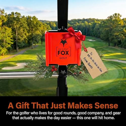 Image of DESERT FOX GOLF Phone Caddy + Cigar Holder - Adjustable Golf Cart Phone Mount with Secure Cigar Clip - Hands-Free GPS & Golf App Access - Fits All Phones & Cigars (Red)