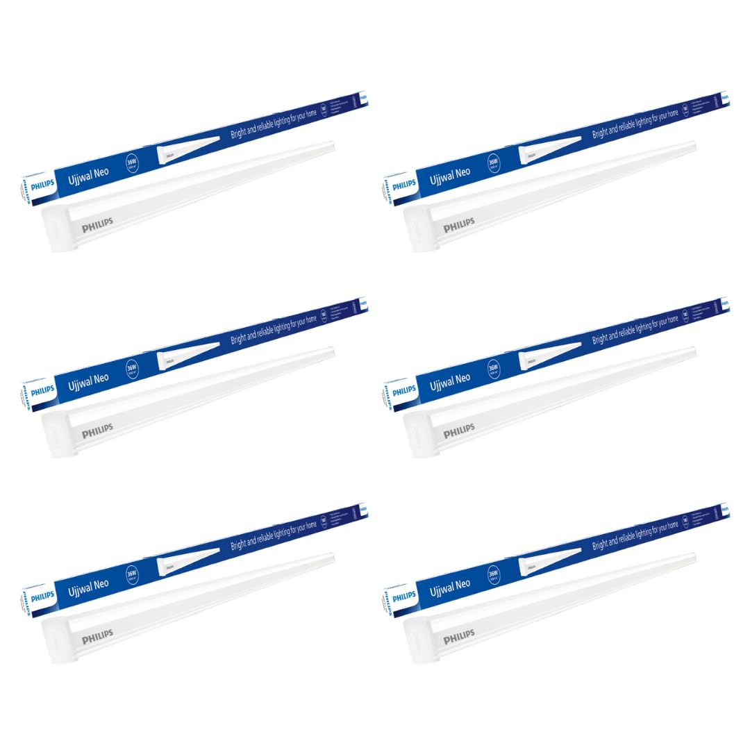 PHILIPS 36 W LED Tubelight | Ujjawal Neo LED Tubelight for Home & Hall, Colour : Cool Day Light, Pack Of 6