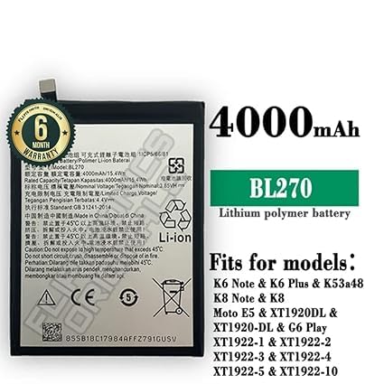 Image of BL270 Battery for Lenovo K6 Note, K6 Plus, K8 Note Battery with 6 Month Warranty**** (Z154)
