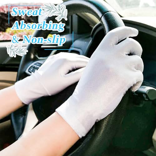 Neerow 12 Paar Baumwollhandschuhe Weiß, Wiederverwendbare Handschuhe Baumwolle, Waschbar Flexibel Stoffhandschuhe für Kosmetik, Hausarbeit, Service, Spa, Schmuckpflege (24 cm)