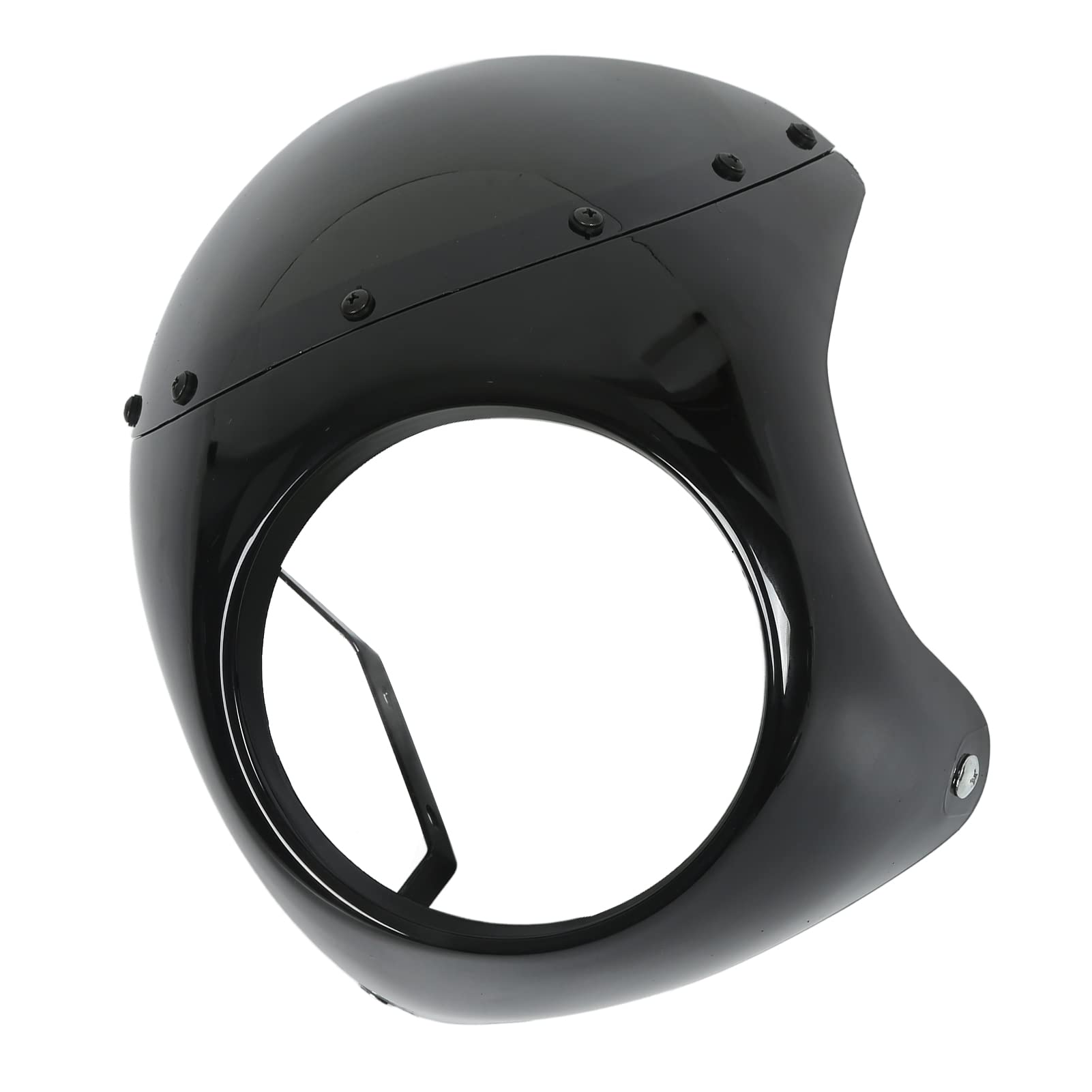 Parabrezza per moto, cupolino 7 pollici ABS universale antietà antiusura per la maggior parte dei motocicli(Nero lucido)