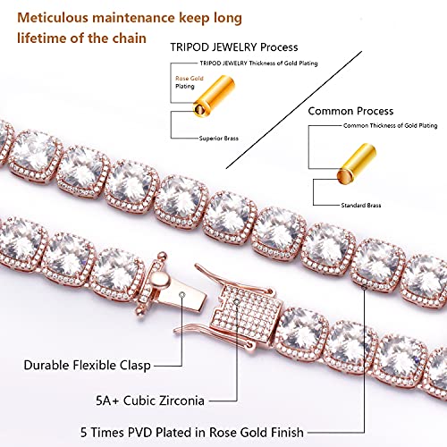 10mm Tennis Bracelet for Women Men 18K Gold/Rose Gold/White Gold Plated Iced Out Chain Bracelet With Full Iced Clasp - Sizes 7.5-8.5 Inch2