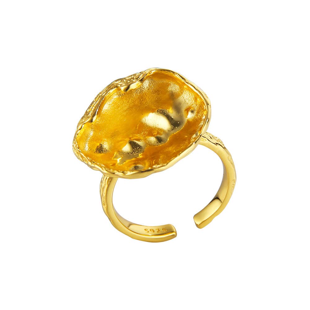 HGJH Anello in Argento Sterling 925,Anelli Regolabili per Donna Rotondo Martello Design Argento 925 Anello Solido Anelli Eternity FEDI Nuziali Placcate Oro Anelli di Promessa per Ragazze Signore
