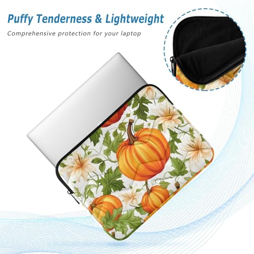 Funda para portátil 13-14 pulgadas con flores y calabazas miniatura 5