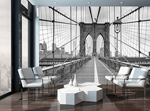 City Photo Wallpaper â€“ Brooklyn Bridge â€“ Wall Mural Picture Decoration New York City Image Wall Decor (144x100in - 366x254cm) Large Size Paper Poster for Bedroom Living Room
