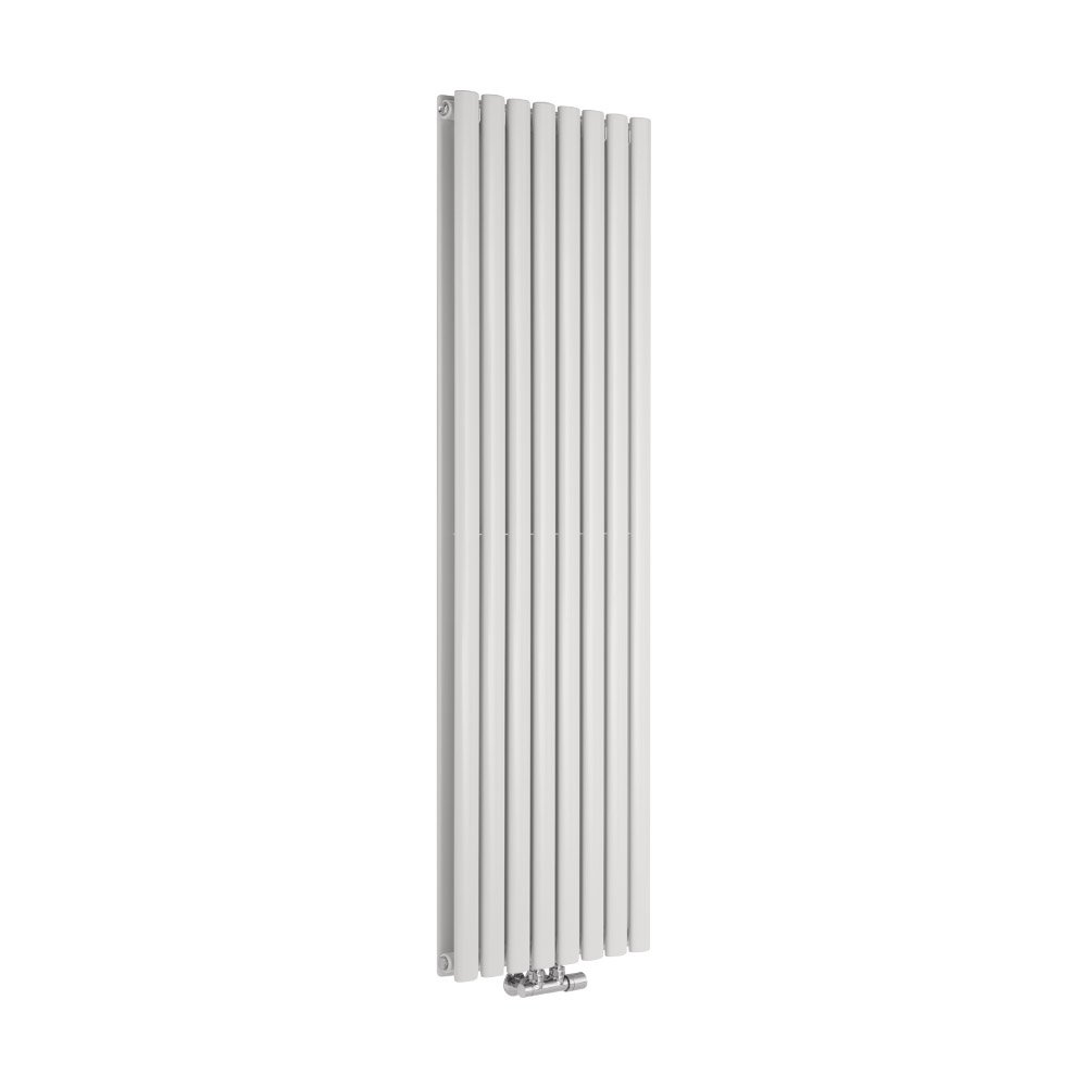 Milano Aruba White Vertical Middle Connection Double Oval Panel Radiator - 1600mm x 472mm