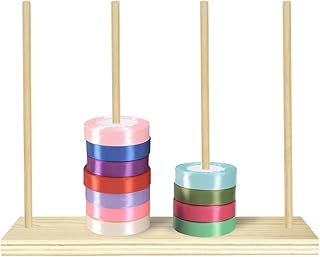 Wooden Ribbon Organizer, Ribbon Rack Storage, Ribbon Spool Holder Organizer, Washi Tape Organizer for Craft Room Sewing Mesh Crochet Thread Tape Wreath Roll Florist Arts Wrapping Gift - Buy now