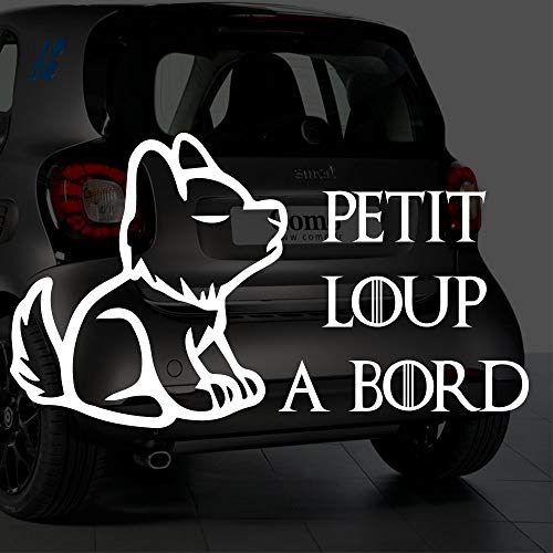 Sticker bébé à bord pour voiture Petit Loup à bord 20 cm Blanc - Anakiss