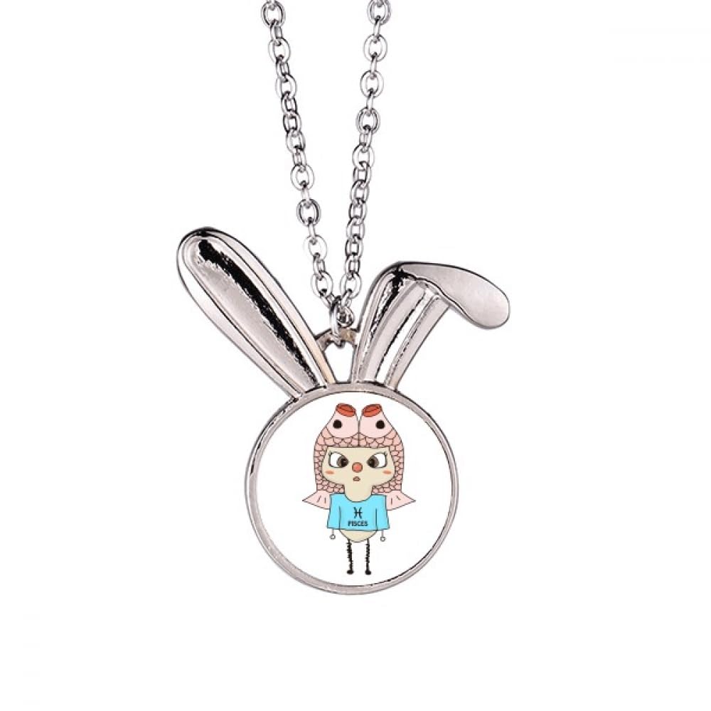 Collier Poissons avec pendentif constellation Jupiter et breloque lapin UU Bijoux