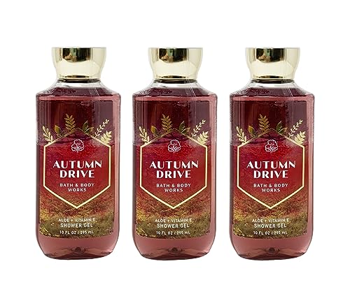Image of Bath & Body Works AUTUMN DRIVE Aloe + Vitamin E Shower Gel 3 Pack Bundle - 10 fl oz / 295 mL each