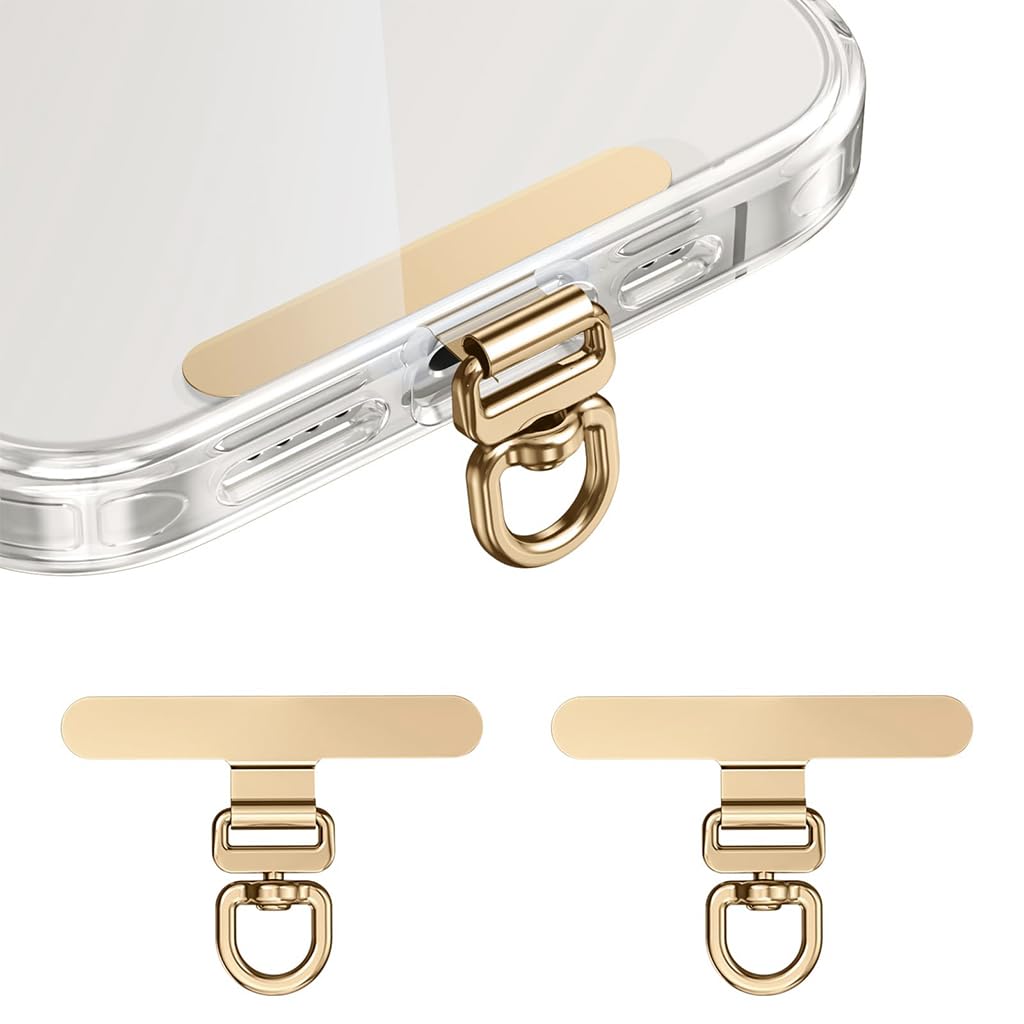 ZORBES® 2-Pack Stainless Steel Phone Case Tether Tabs, Ultral Slim 0.18mm Tether Tabs with Swivel D Ring, Multipurpose Tether Tabs for Phone Charm, Phone Sling, Phone Chain-image-2