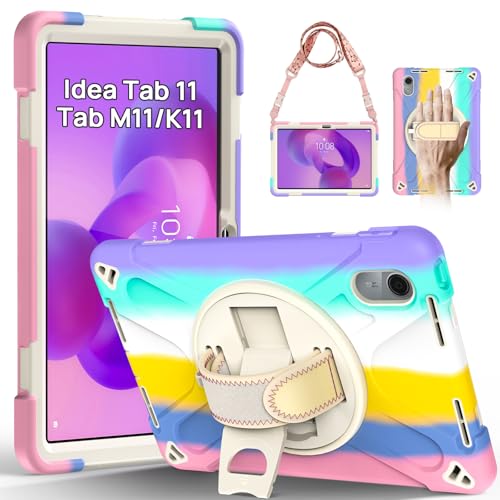 Coque Lenovo Tab M11 Antichoc Rose Étui Robuste TB-336FU Support Rotatif
