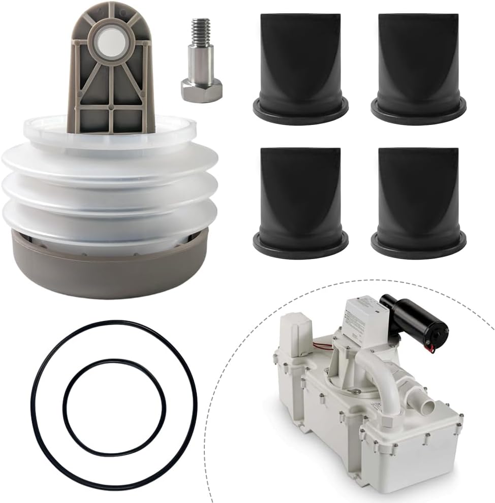 Replacement for Dometic 385230980 Pump Bellow Kit with Bolts, Complete Repair Kit for RV & Boat Toilet Vacuum Pump System - Includes Bellows, 4 Duckbill Valves, 2 O-Rings