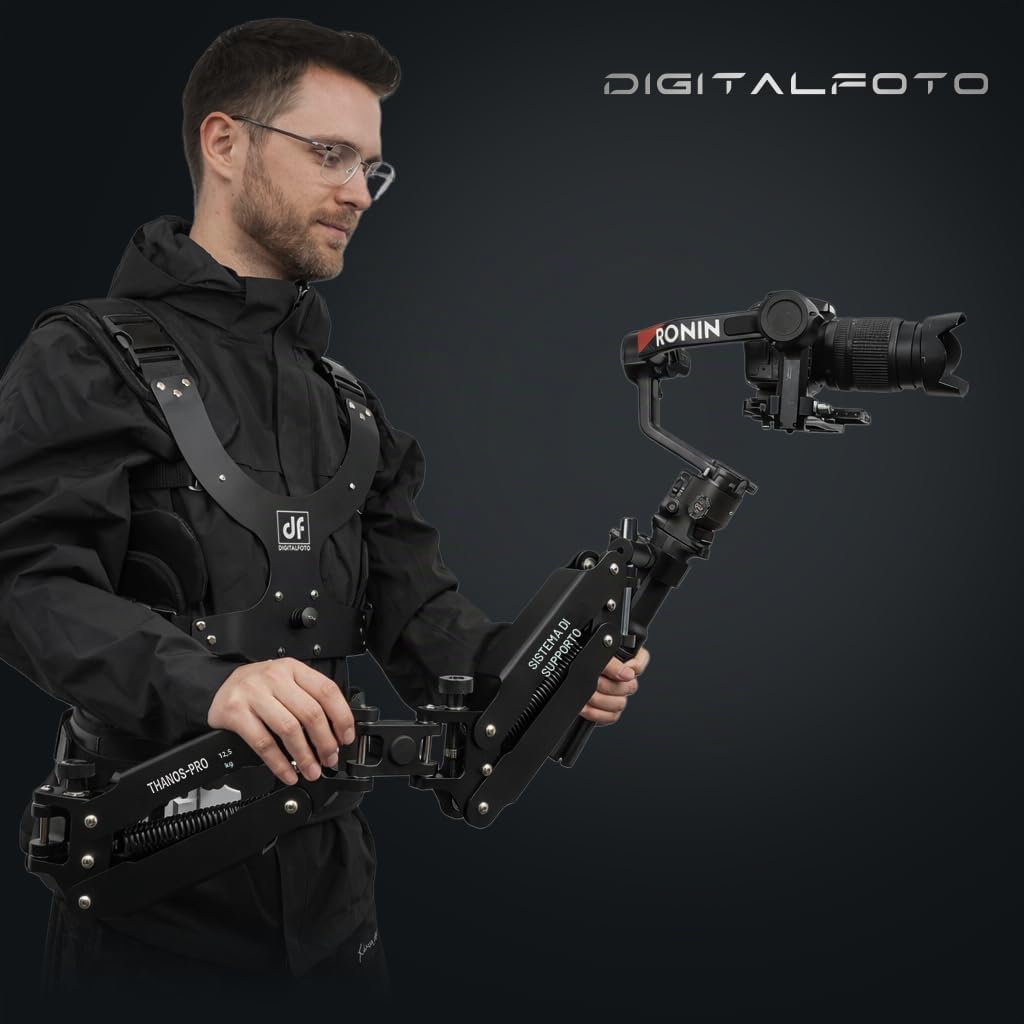 Thanos Pro C3Ⅱ Steadicam Gilet Gimbal Stabilizzatore, Braccio inclinabile regolabile, Gilet stabilizzatore Gimbal per DJI Ronin RS5 RS4 PRO,DJI RS4 Mini, RS3 Mini, RS3 PRO, RS2,etc. Payload 5–12,5 kg