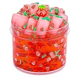 Red Jelly Cube Crunchy Slime, Soft Non-Stick Clear Crystal Slime, Stress Relief Toy for Girls and Boys, for Kids Party Favors Gifts Ideas, Birthday Gifts