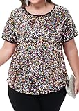 Sequin Design: Crafted with exquisite sequins, this women's top adds a touch of glamour and sparkle to your ensemble, making it perfect for parties and special occasions. Comfortable and Versatile: Featuring a round neck and short sleeves, this dress...