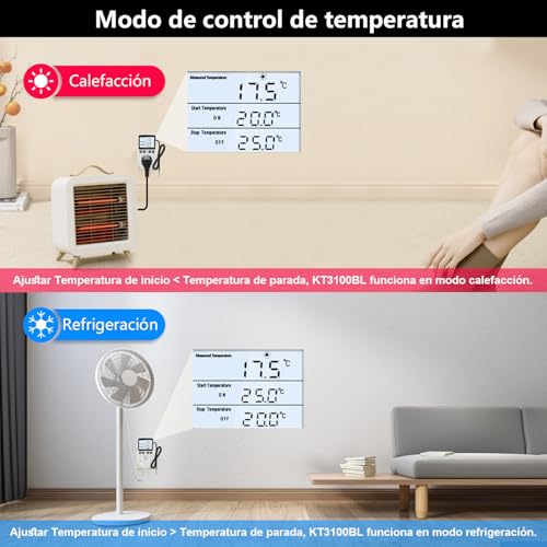 Controlador de temperatura para regular frío y calor enchufe termostato digital 220V 5