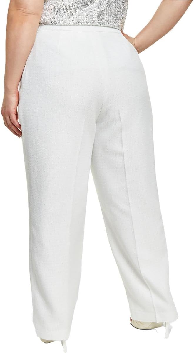 Anne Klein Womens Plus Tweed Trouser Pants White 24W