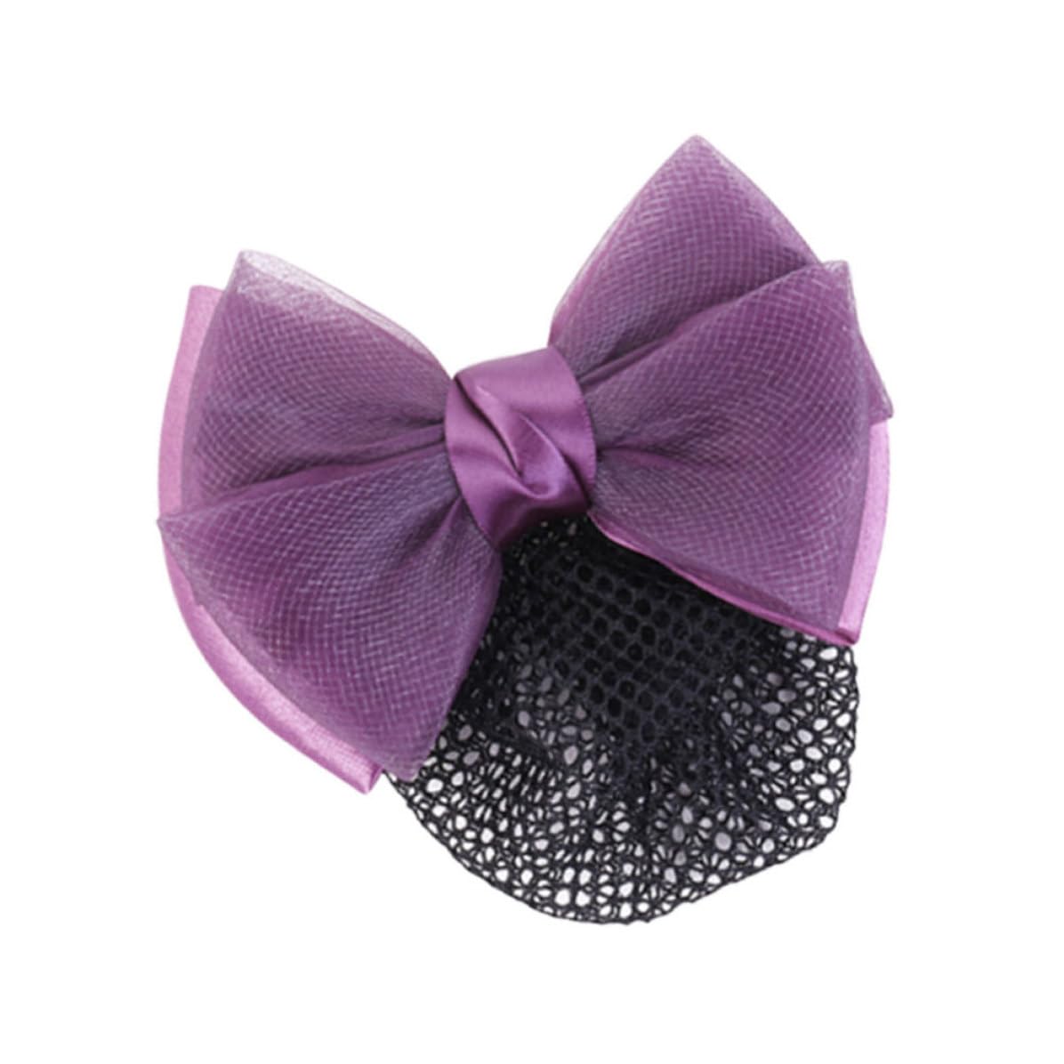 Purple Bowknot Hair Clip with Hairnet for Elegant Updo Styling