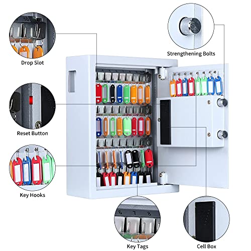 Key Cabinet With Digital Lock - Heavy Duty Secured Storage, Lock Box With Key Tags Wall Mounted Metal Steel Key Safe - Ideal For Home Hotels Schools & Businesses #TOP2