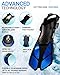 COZIA DESIGN Adjustable Swim Fins – Diving Fins, Travel Size Scuba Snorkel Fins for Snorkel Set Adult, Swimming Fins for Adults and Kids (Blue - L/XL)
