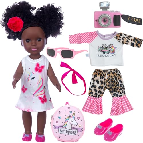 Juego de muñeca negra ZQDOLL con accesorios y ropa miniatura 1