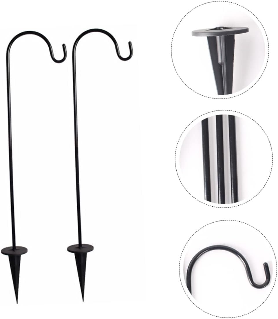 OUNONA 6pcs Black Iron Ground Hooks for Garden Sturdy Outdoor Metal Stakes for Hanging Lanterns and Flags for Festivals and Decorations