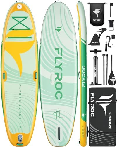 11âx35 Extra Wide Inflatable Paddle Board, 430lb Capacity Stable Paddleboard for Yoga, Stand up Paddle Board for Adults(x3), Full Coverage EVA Deck, 5 Handles, 100L Backpack, All-Round