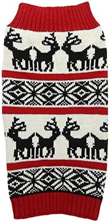 Ugly Vintage Knit Xmas Reindeer Holiday Festive Dog Sweater for Small Dogs, Small (S) Back Length 12"