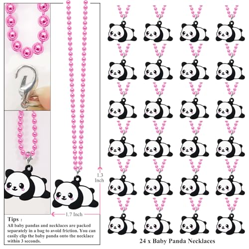 Image of 24 Pack Baby Panda Necklace Party Favors for Animal Themed Baby Shower, Birthday Party, Wedding, School Carnival Rewards, Photography Props, Home Decorations, Classroom Prize