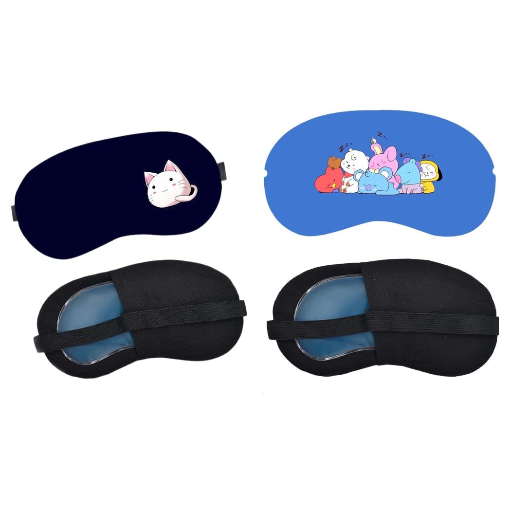 Aoxeria Minimal White Cat, Kawaii Friends Sleeping Eye Mask Combo, Soft Comfortable Light-Blocking Eye Cover for Women, Men & Kids, Reusable Blindfold for Night Sleep, Nap, Travel, Flight (Pack of 2)-image-46