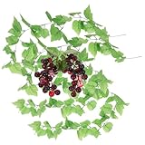 TENDYCOCO 仿真葡萄装饰 食品 素材使用 リアルな粒感と藤蔓デザイン 家用飾り 写真撮影小道具に ガーデンフェイクグレープ インテリア装飾