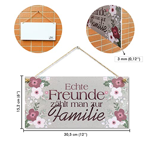 CARISPIBET Echte Freunde Heimdekorationsschilder inspirierende dekorative Hausschilder Hausdekoration Geschenkschilder Hauswanddekoration 15 x 30 cm