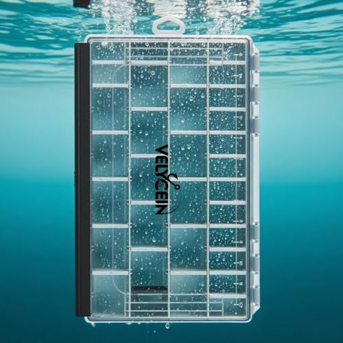 Image of Fishing Tackle Box,3700 Waterproof Tackle Tray With 20 Removable Dividers, Clear Lure Organizer For Swimbaits, Hooks And Terminal Tackle Storage(Black)