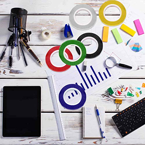 Cridoz CT-01 6 Rolls 1/8 Whiteboard Tape Thin White Board Tape Lines Pinstripe Dry Erase Art Tape Graphic Chart Grid Electrical Tape thumb #4