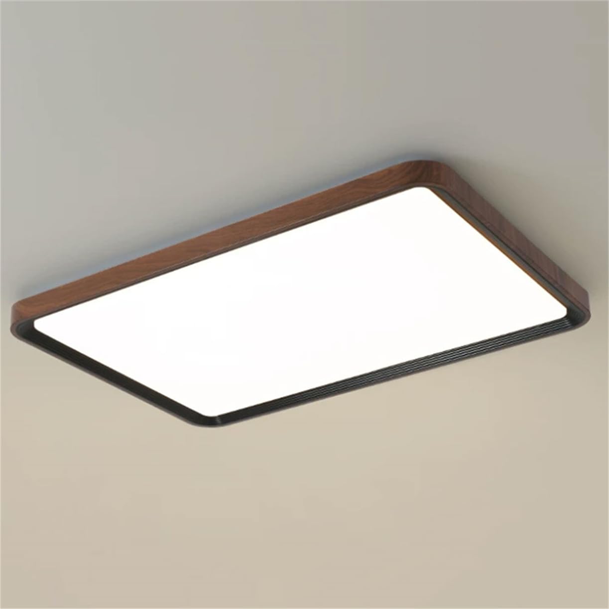 JXYDJH Walnut Wood Grain Lamp Shade Mid-Century Ceiling Lamp Modern LED Ceiling Lighting for Study Room Dimmable Lighting 3CCT Industrial Ceiling Light for Bedroom Kitchen Nursery Workshop