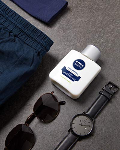 NIVEA MEN Peau Sensible Baume Après-Rasage (1 x 100 ml), Soin Après-Rasage enrichi en Camomille & Hamamélis, Soin visage pour homme 0% d’alcool pour peaux sensibles (Lot de 2)
