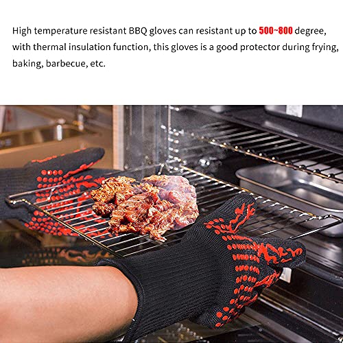 yeacher Luvas de churrasco com silicone Listras antiderrapantes Luvas de forno à prova de calor 500