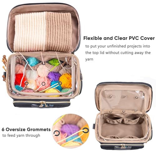 Image of MYBAGZING Crochet Bag Organizer - Yarn Bags for Crocheting - Crochet Storage Bag with Pockets for Crochet Hooks, Crochet Accessories - Yarn Organizers - Yarn Holders for Crocheting - Knitting Bags