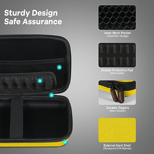Image of Bright Yellow Hard Shell Electronic Organizer Carrying Case - Shockproof Large Storage Case for Hard Drive, Phone, Power Bank, Charger, Earbuds - Zipper Pouch Gadget Bag for Business, Travel