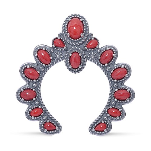 American West Sterling Silver Red Coral Gemstone Naja Pendant Enhancer