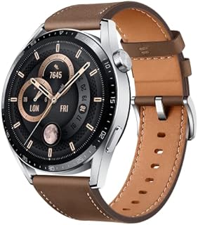 HUAWEI WATCH GT 3 46mm Smartwatch, lange Akkulaufzeit, ganztägige SpO2-Überwachung, KI-Lauftrainer, genaue Herzfrequenzüberwachung, 100+ Trainingsmodi, Deutsche Version, Brown Leather