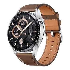 HUAWEI WATCH GT 3 46mm Smartwatch, lange Akkulaufzeit, ganztägige SpO2-Überwachung, KI-Lauftrainer, genaue Herzfrequenzüberwachung, 100+ Trainingsmodi, Brown Leather, 38 Monate Garantie