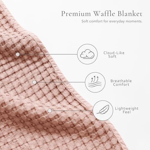 Image of Konssy Waffle Baby Blanket for Boys & Girls, Soft Newborn Swaddle Blanket | Waffle Knit, Cozy Crib Blanket Neutral for Nursery, Stroller & Toddler Bed, Machine Washable, 41 inch x 37 inch(Blush Pink)