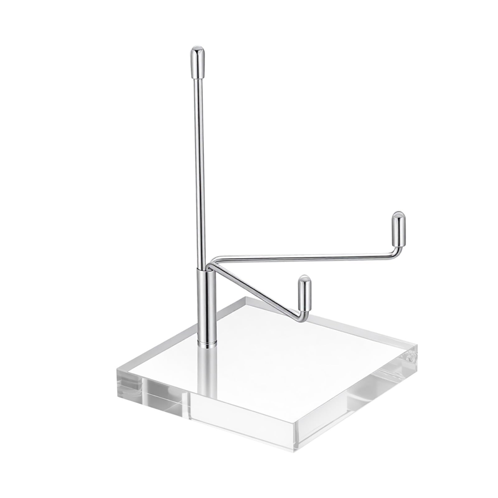 Bruislard Acrylic Display Stand with Adjustable Metal Arms Clear Base Small Easel Decorative Plate Stand Rock Crystal Collectibles Holder for Displaying Picture Mineral Fossil Coral