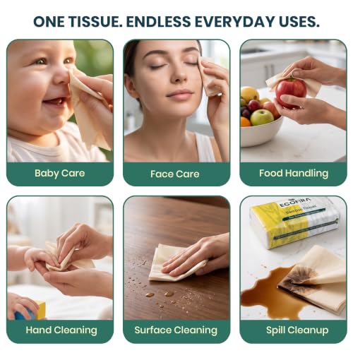 Image of Bamboo Facial Tissues 100 Pulls (Pack of 12) | 1200 Pulls 2-Ply | Unbleached Tissue Paper | Super Soft, Strong & Highly Absorbent | 100% Natural & Eco Friendly Tissue Napkins
