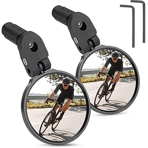 JOYTUTUS Cycling Mirrors Bicycle Mirror 360° Adjustable Bike Rear View Mirror Bar End Bike Mirrors Shockproof Universal for Mountain Road bike Cycling 2PCS Bicycle Wing Mirror Cover