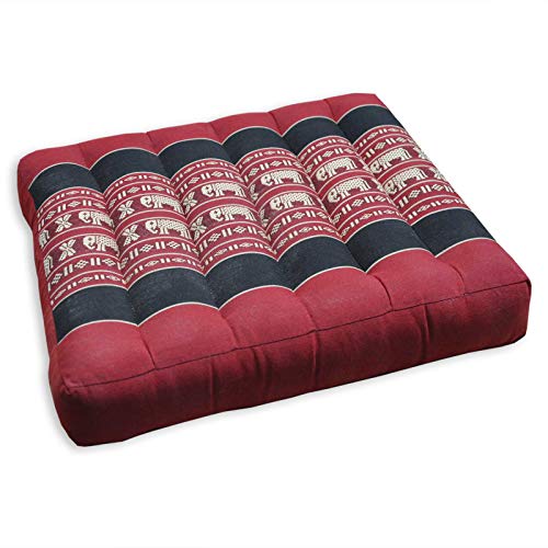Wifash Cojíne Llano para Silla butaca sofá (36x36), Fabricado en Tailandia, Rojo/Negro con Elefantes (82721) Cover